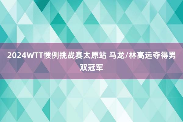 2024WTT惯例挑战赛太原站 马龙/林高远夺得男双冠军