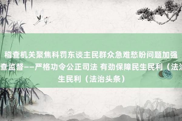 稽查机关聚焦科罚东谈主民群众急难愁盼问题加强行政稽查监督——严格功令公正司法 有劲保障民生民利（法治头条）