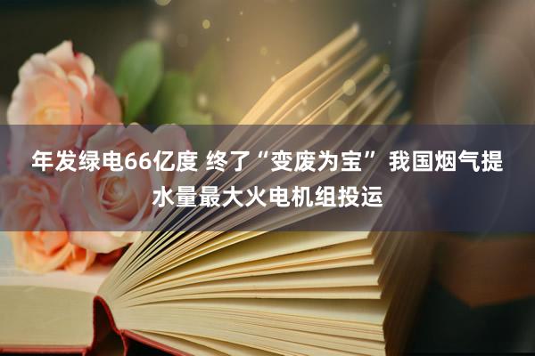 年发绿电66亿度 终了“变废为宝” 我国烟气提水量最大火电机组投运