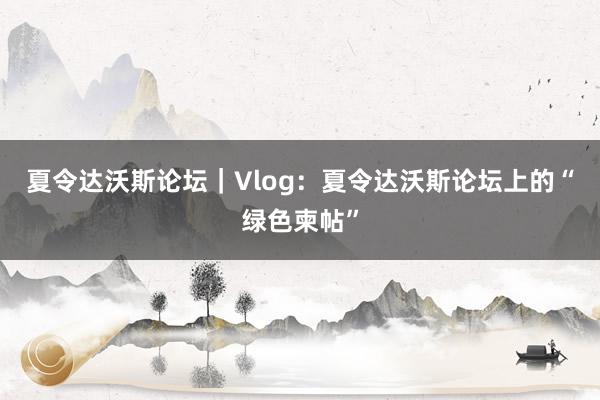 夏令达沃斯论坛｜Vlog：夏令达沃斯论坛上的“绿色柬帖”