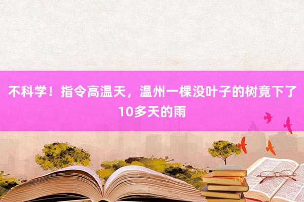 不科学！指令高温天，温州一棵没叶子的树竟下了10多天的雨