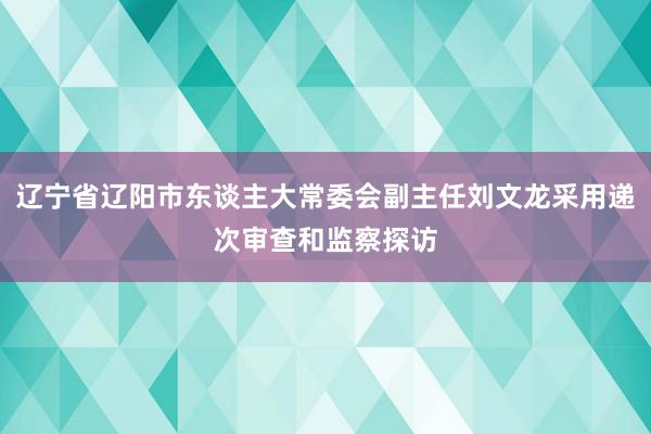 辽宁省辽阳市东谈主大常委会副主任刘文龙采用递次审查和监察探访