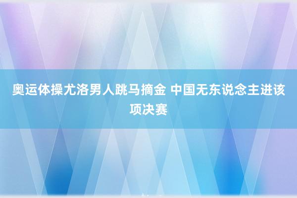 奥运体操尤洛男人跳马摘金 中国无东说念主进该项决赛