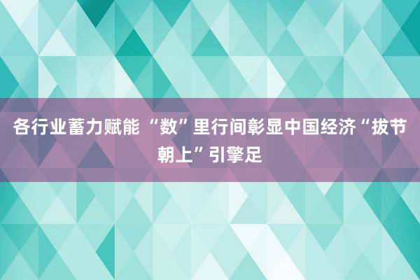 各行业蓄力赋能 “数”里行间彰显中国经济“拔节朝上”引擎足