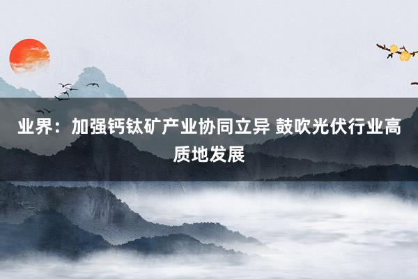 业界：加强钙钛矿产业协同立异 鼓吹光伏行业高质地发展