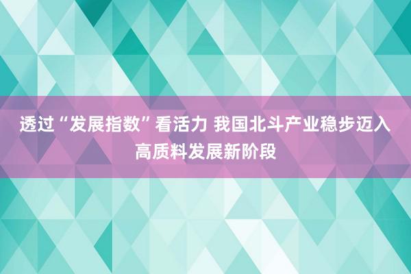 透过“发展指数”看活力 我国北斗产业稳步迈入高质料发展新阶段